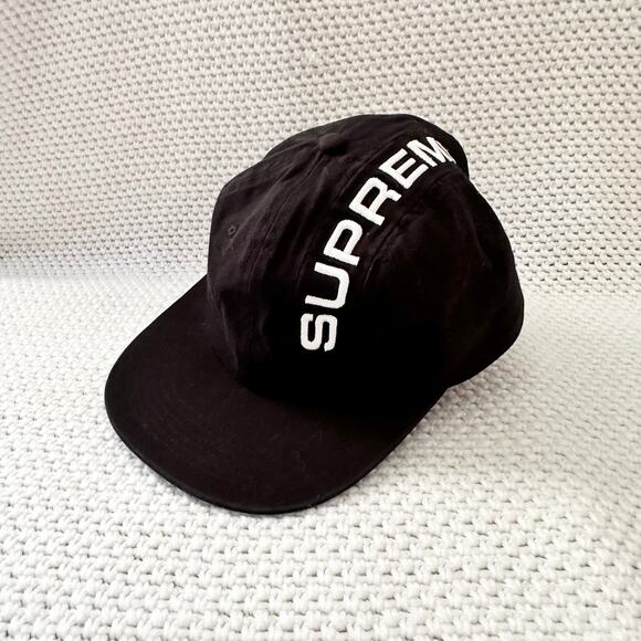 Supreme Other - Supreme Black White Logo Stripe 6 Panel Baseball Cap Hat NWT FW18 One Size OS